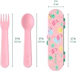 Bentgo® Kids Plastic Utensil Set - Reusable Fork, Spoon & Storage Case, PFAS- & BPA-Free, Easy-Grip Handles, Lightweight, Dishwasher Safe, School Lunch, Travel & On-the-Go (Tropical)
