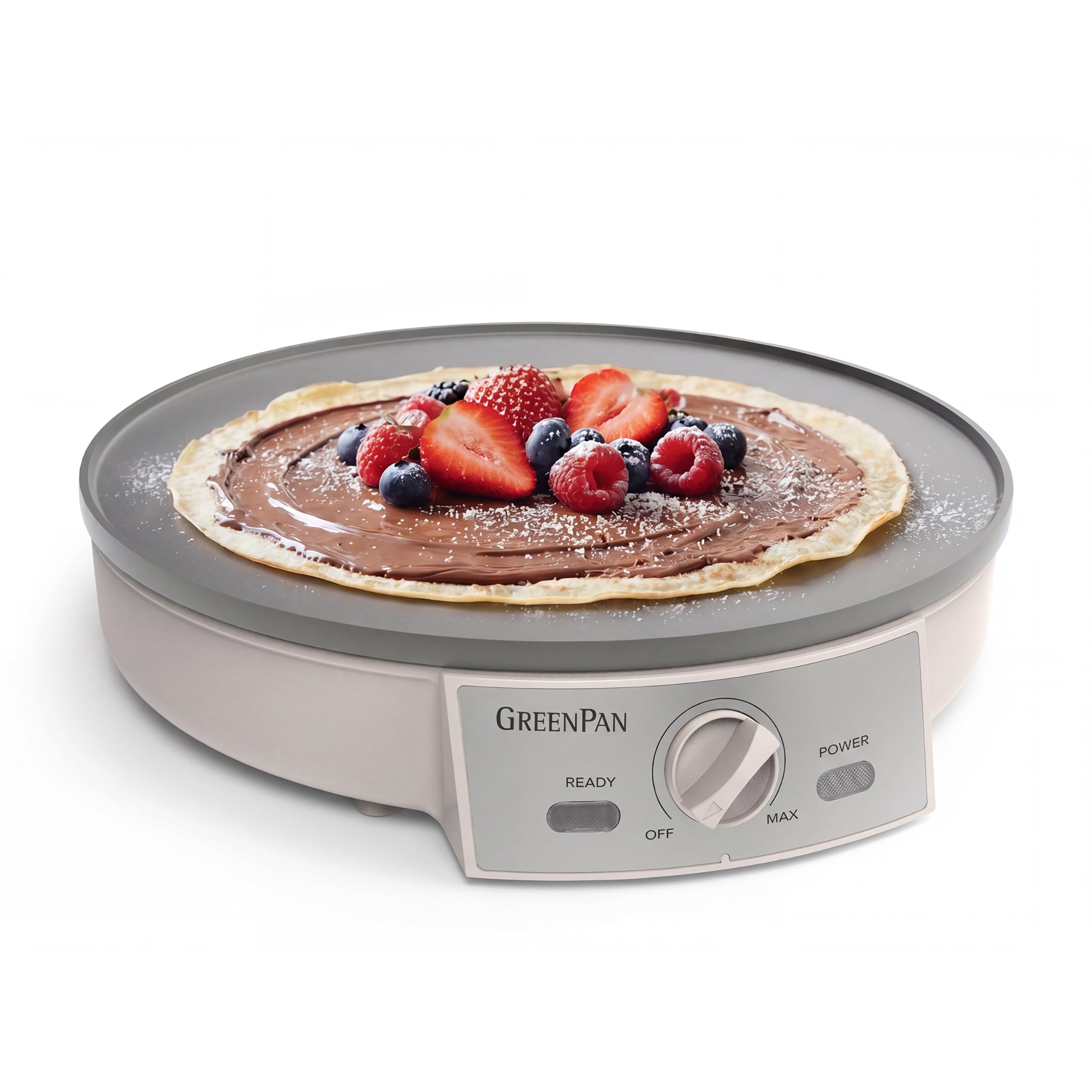 GreenPan Advanced 12" Crepe Maker, Ceramic Nonstick PFAS-Free Coating, Adjustable Temperature Control, 400°F Heating, Batter Spreader &amp; Crepe Turner Included, Clay