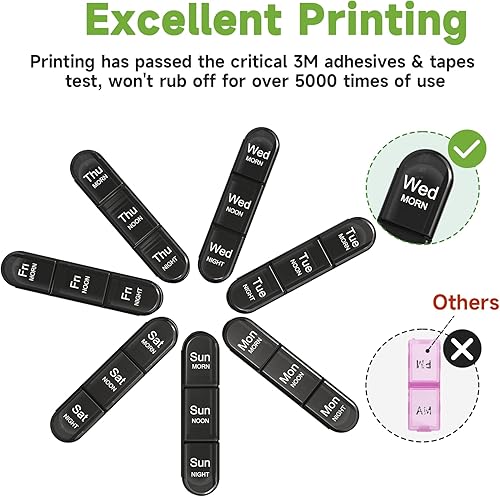 Miniatura 6 de Daviky Pastillero semanal 3 veces al día, pastillero semanal 7 días, pastillero de viaje con recipientes grandes, pastillero a prueba de luz para