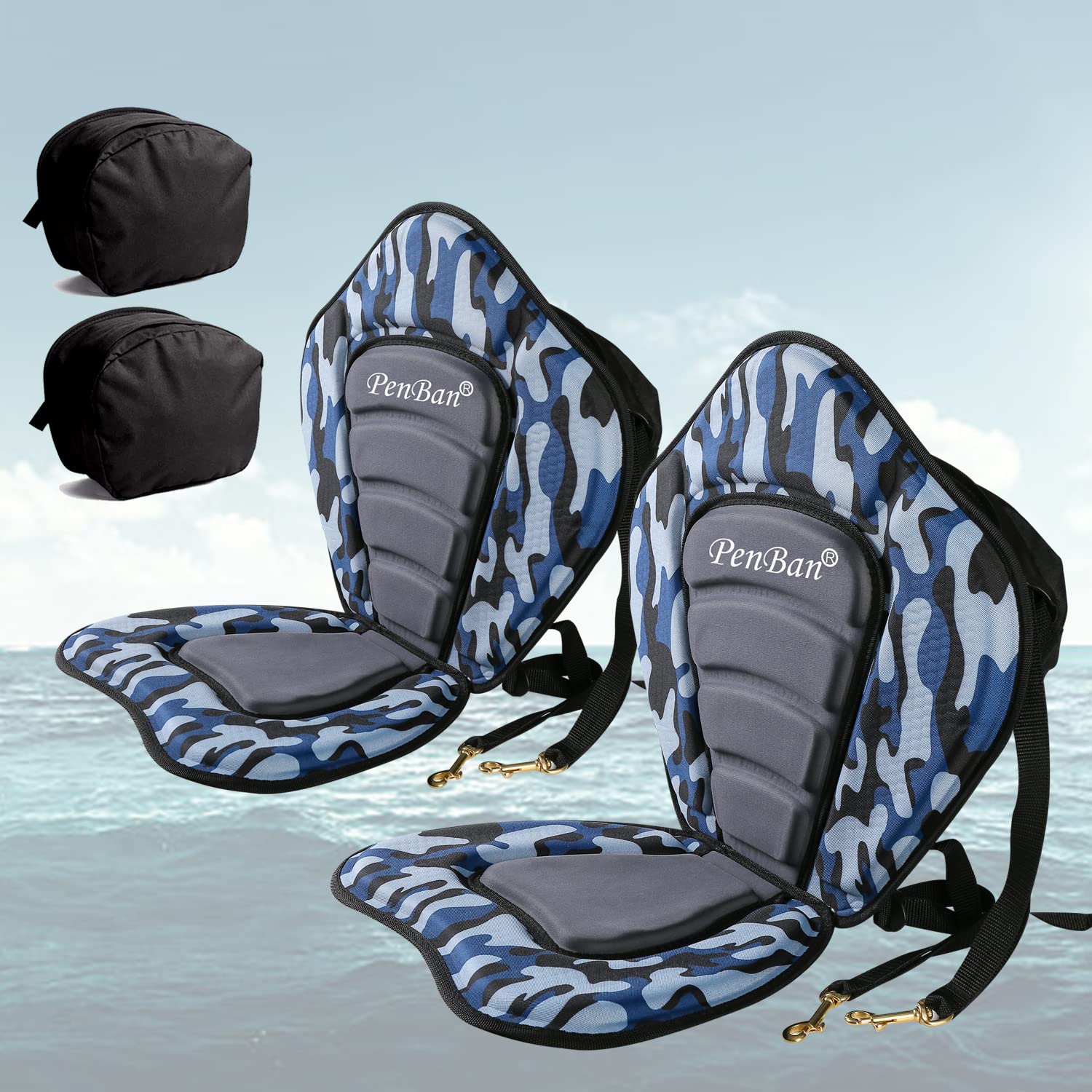 penban Universal Deluxe Kayak Seat,Fishing Boat Seat with Storage Bag,Detachable Paddle Board Seat,Adjustable Lifetime Kayak Accessories,for Kayak,sup and Canoe etc