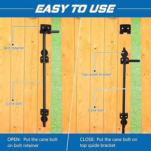 Miniatura 4 de Zonon 2 piezas de pernos de caña resistentes para puerta de caída, herrajes para puerta de tierra, tope de puerta, pasador de caída para vallas de