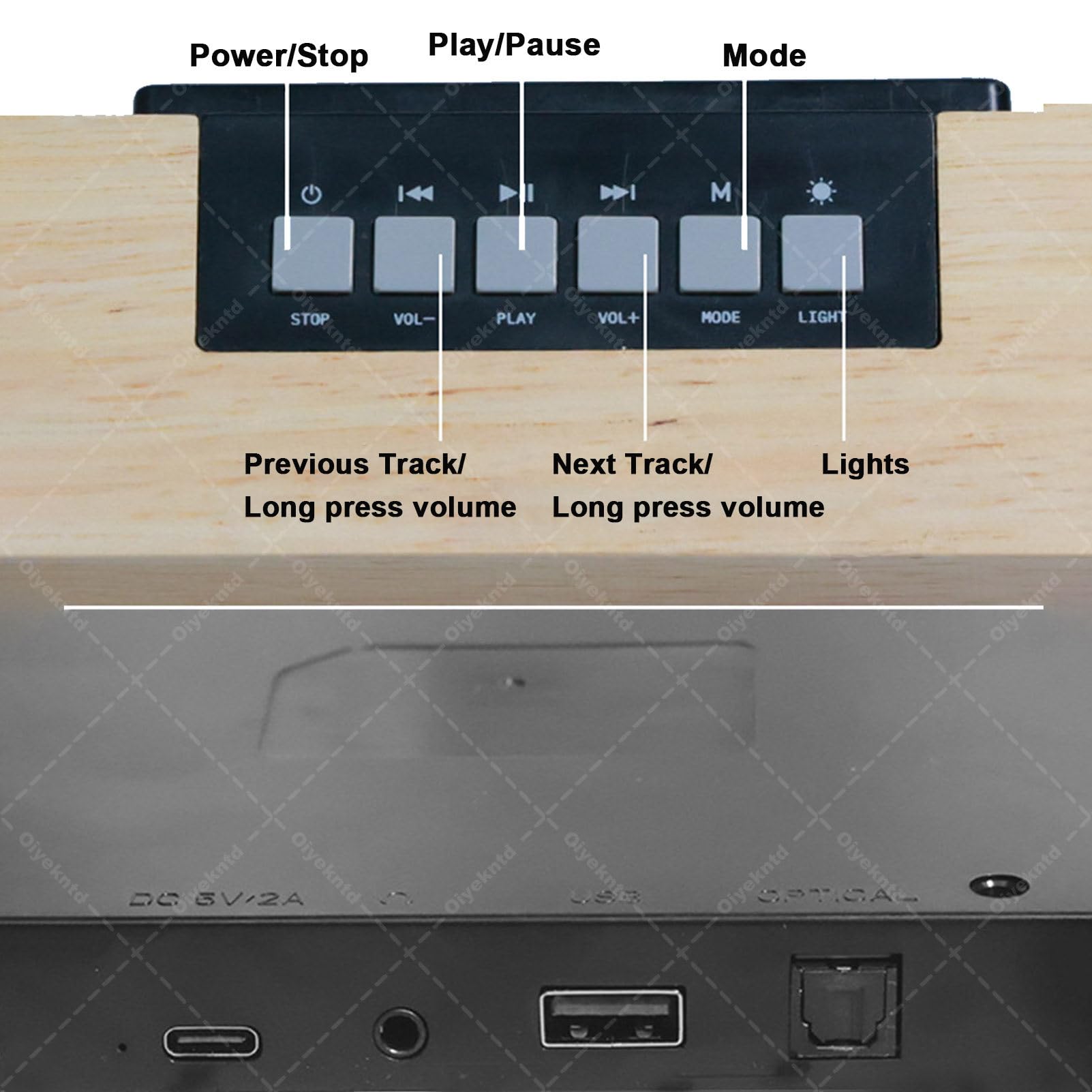 Lettore CD musicale montabile a parete con Bluetooth, USB, uscita AUX, telecomando, altoparlanti e 6 luci per la decorazione di casa e corridoio