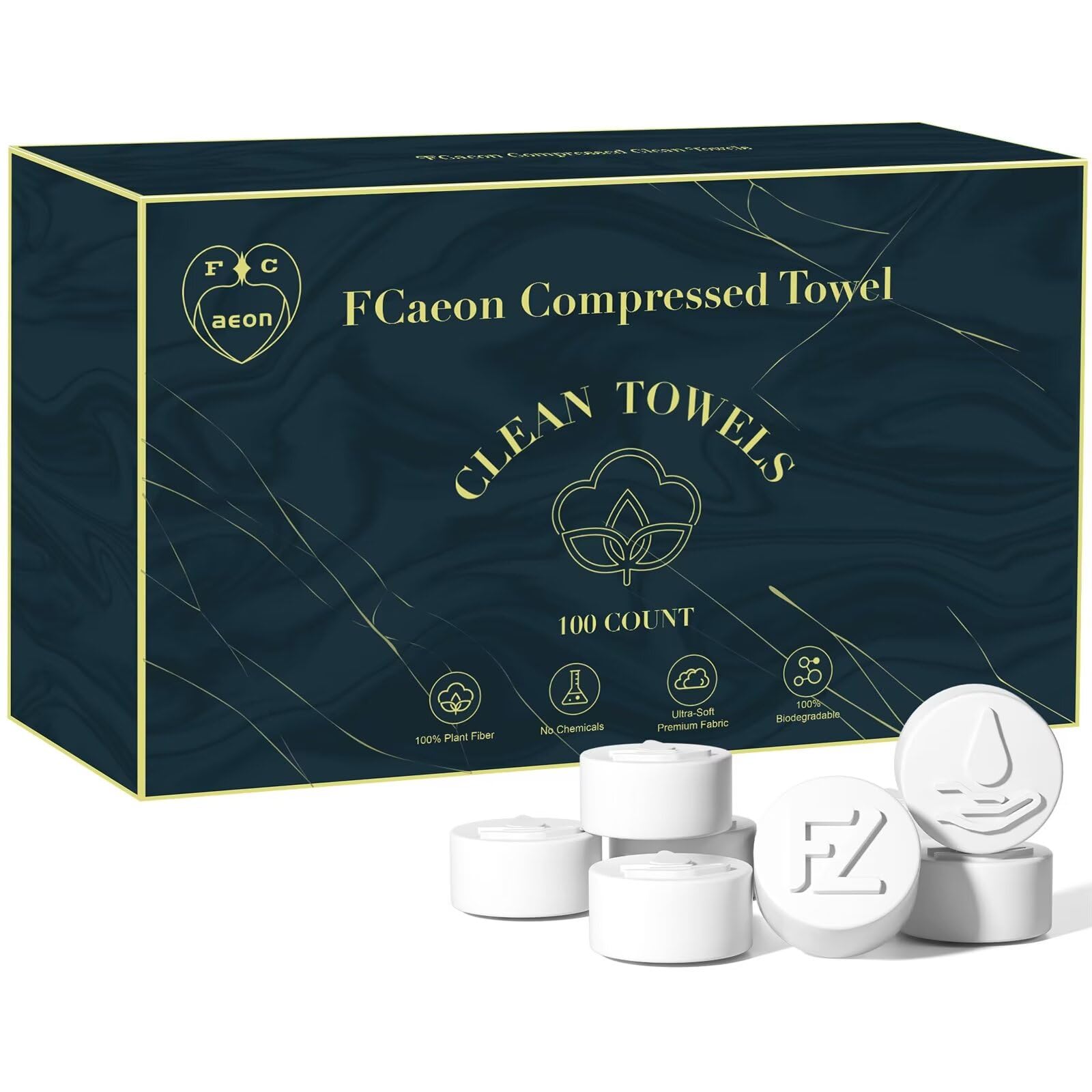 Sprasowane Ręczniki,Ultra Miękki Jednorazowy Ręcznik do Twarzy,Grubsza Compressed Towel,Przenośne Kompaktowe Waciki Bawełniane do Demakijażu,Wrażliwa Skóra,Skincare,Podróż(100 Sztuk Niebieski)