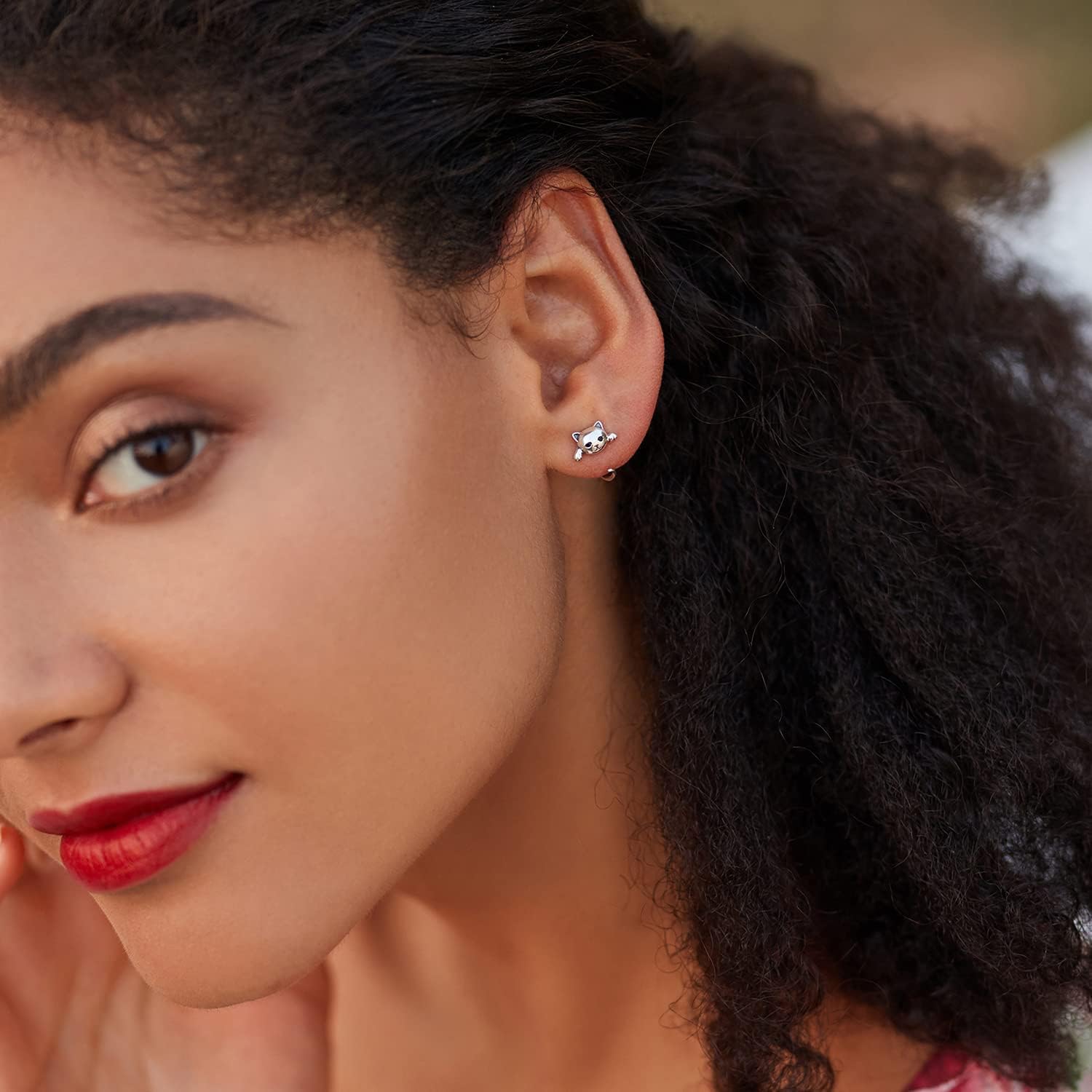 BISAER Solid 925 Sterling Silver Cat Half Hoop Earrings for Women, Hypoallergenic Cute Backless Huggie Earrings kitty Jewelry Gift for Her - Image 5