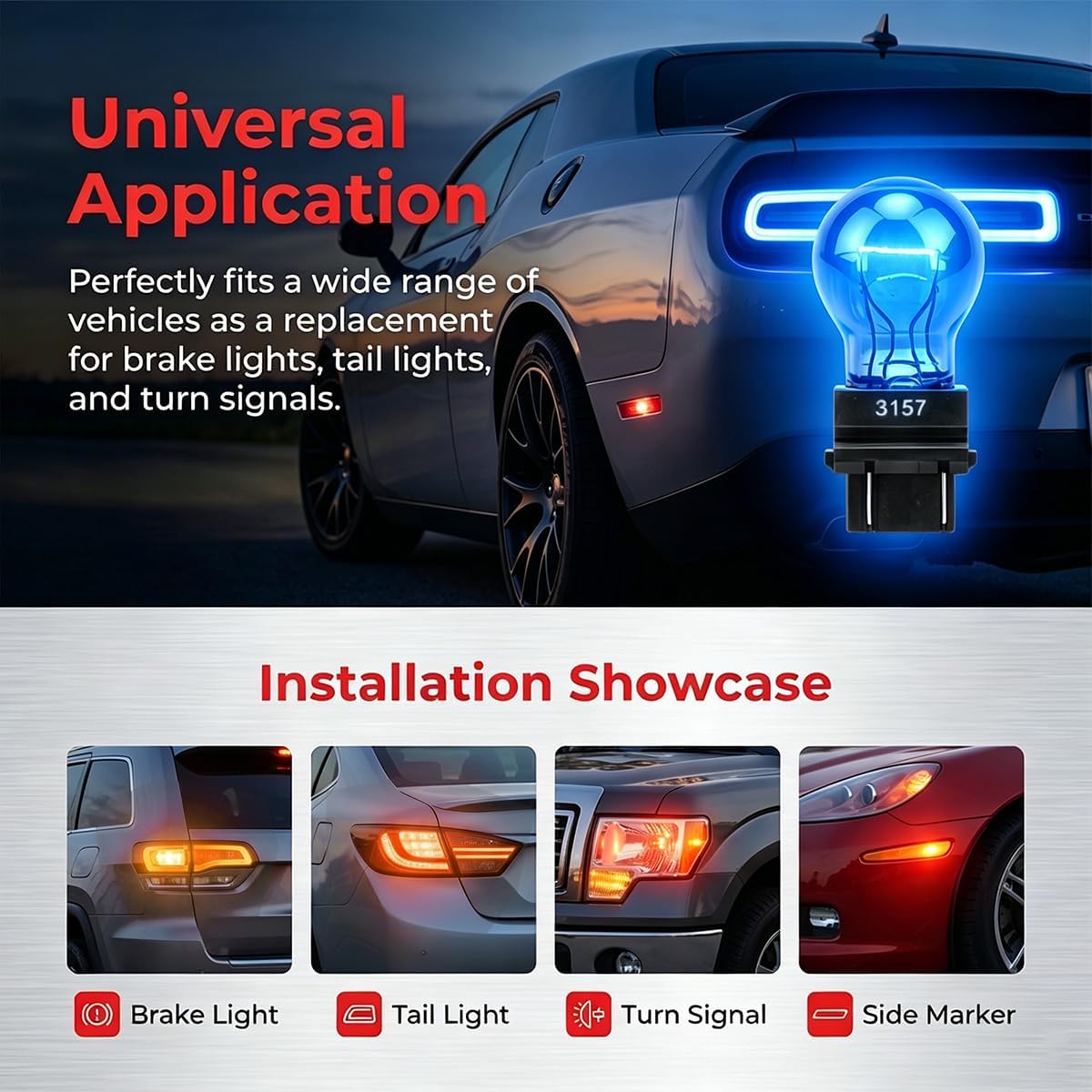 10 Pack 3157 Turn Signal and Brake Light Bulbs, Blue image 5