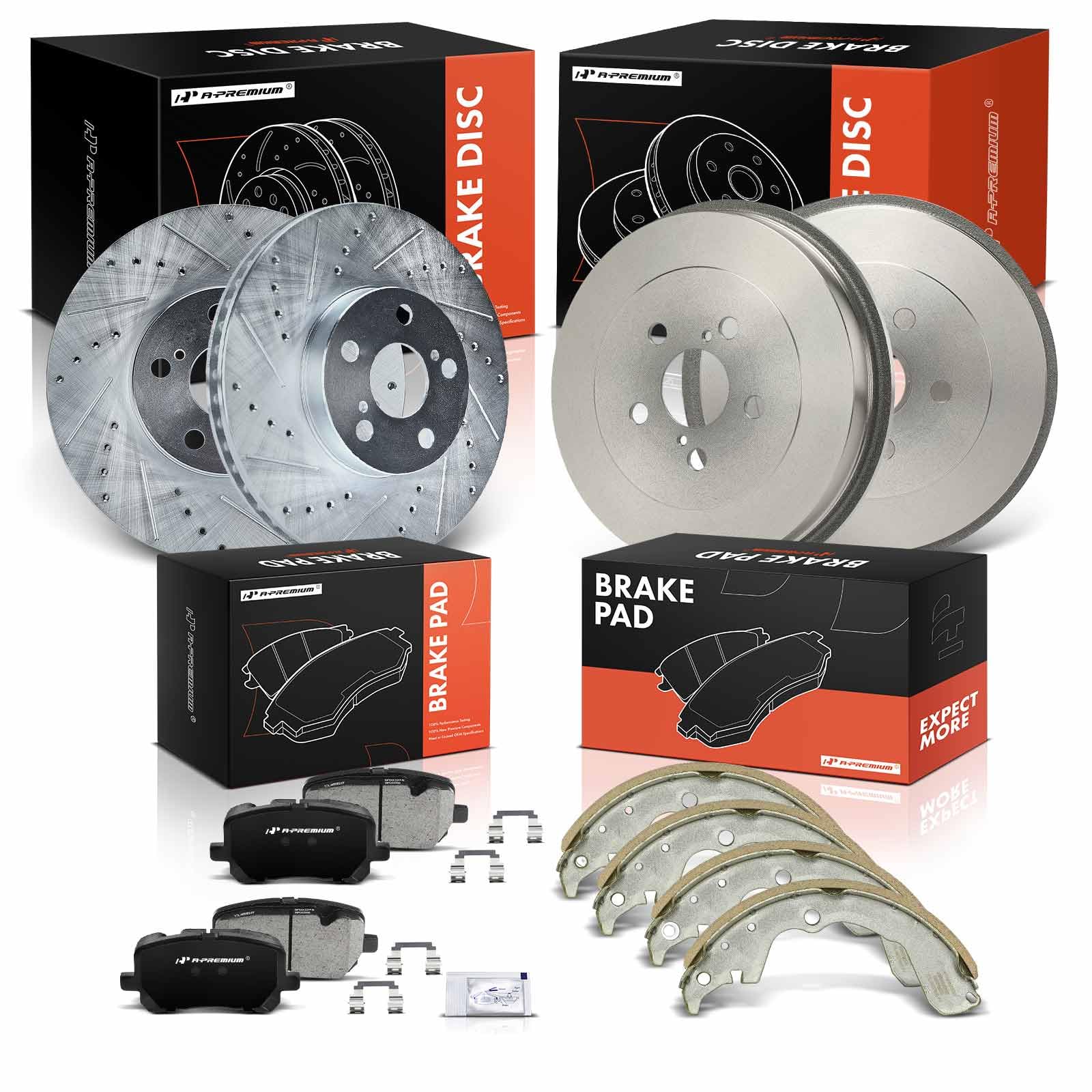 Photo 1 of **USED ROTORS ONLY***A-Premium Front and Rear Drilled and Slotted Disc Brake Rotors + Ceramic Pads Kit Compatible with Select Toyota and Pontiac Models - Matrix 2003-2008, Vibe 2003-2008, FWD, 12-PC Set