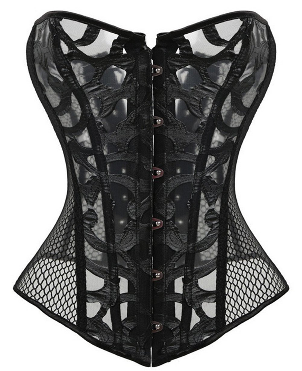 KUOSE Womens Black Basque Body Shaper Overbust Corset Top Plus Size S-6XL