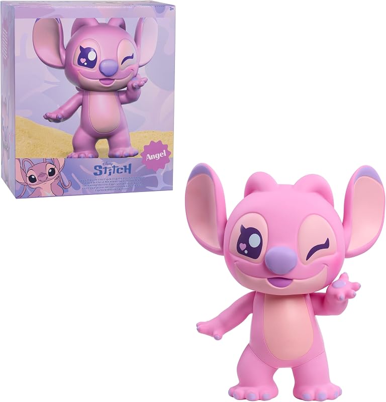 Figura de ángel de vinilo de 14 pulgadas de Disney Stitch más grande que la vida | Brazos, orejas y cabeza articulables, juguete de exhibición coleccionable de Just Play, a partir de 3 años