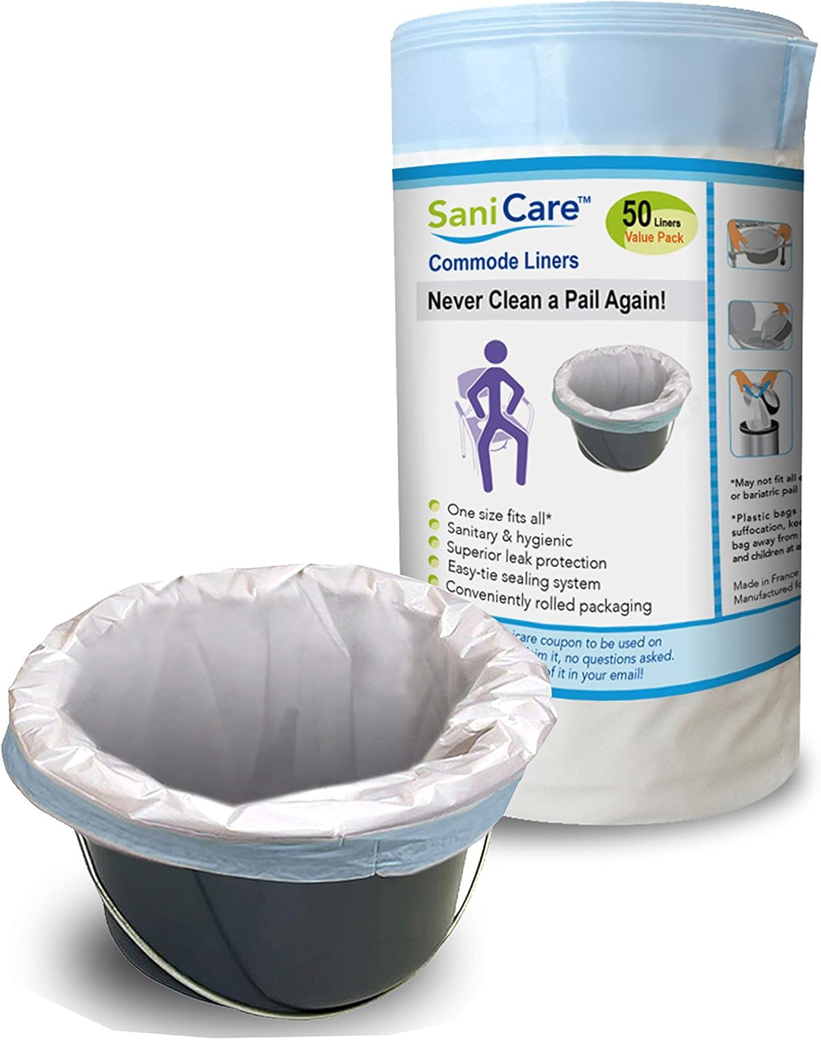 SaniCare Medical Grade Commode Liners Pack of 800 Thick