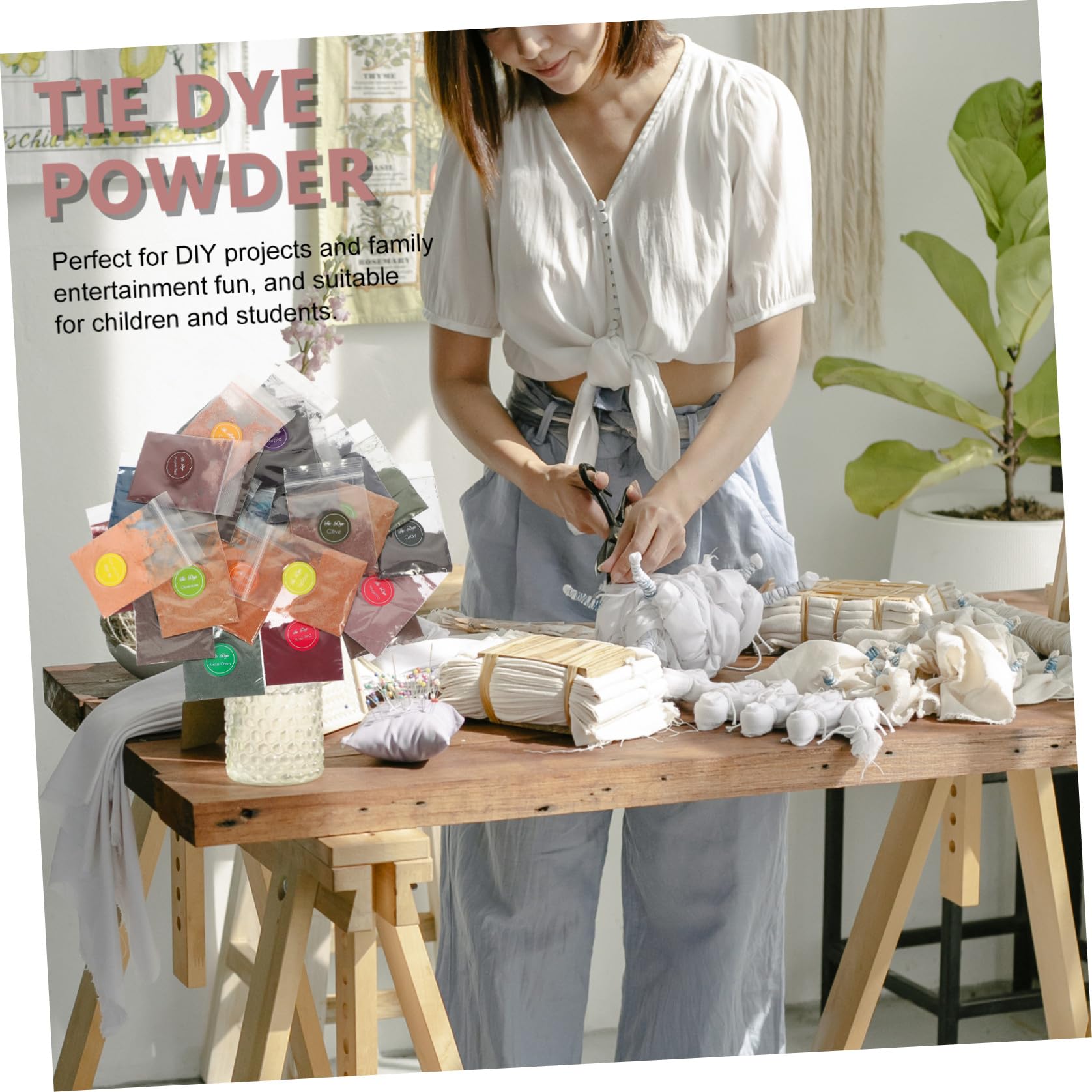 CALLARON Kit Tintura a Nodi 32 Colori in Polvere per Tessuti, Polveri Coloranti per Cotone e Poliestere, Forniture Tie-dye e Adulti, Attività Creative per Feste e Campi Estivi