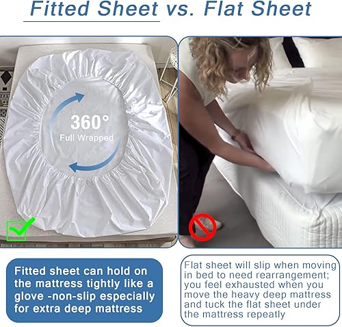 Miniatura 5 de Bedecor Sábana bajera de bolsillo extra profundo tamaño King solo para colchón súper grueso de 18 a 21 pulgadas que se mantiene apretado, parte