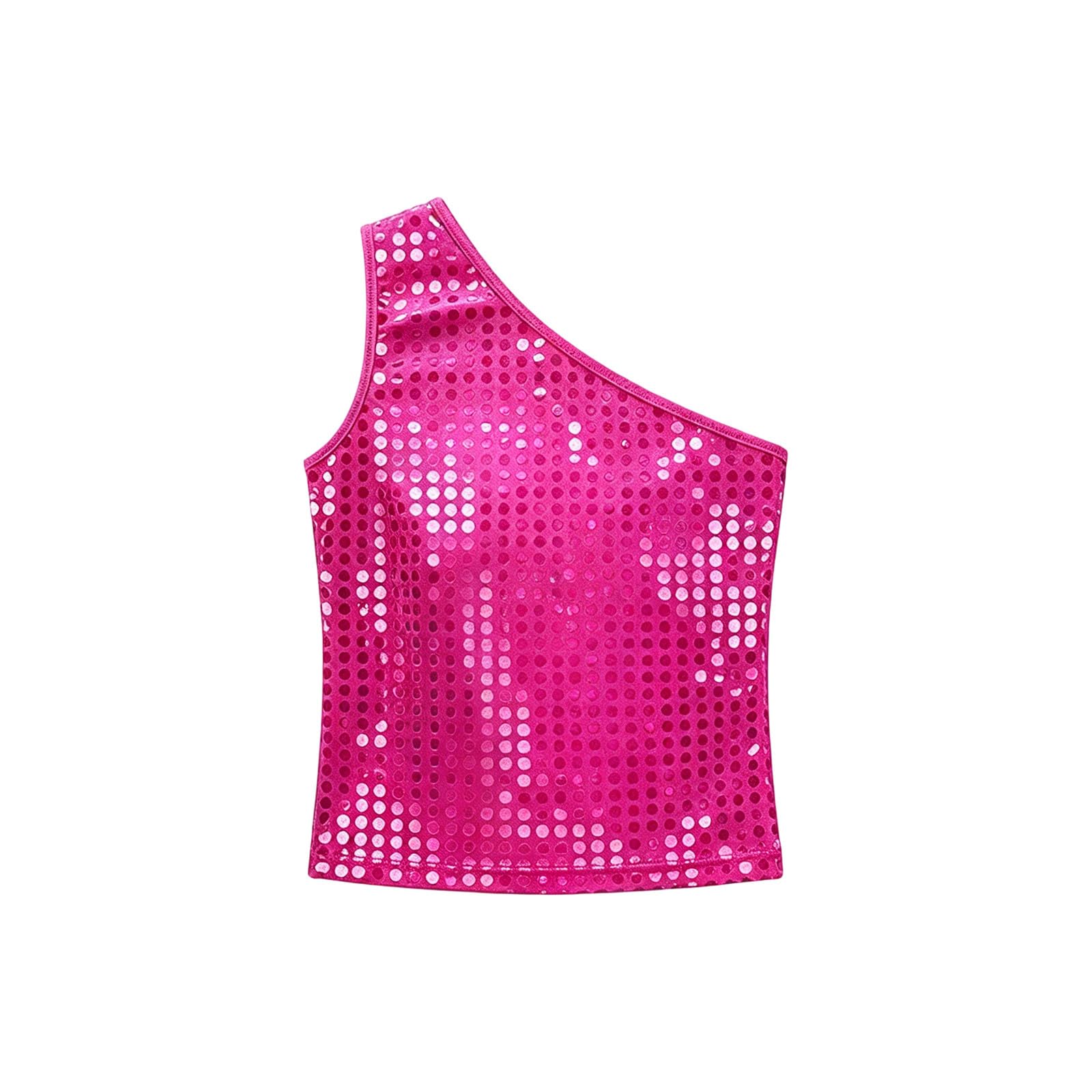 Haut Paillettes Enfant Asymétrique sans Manches Costume Fille Garçons Brillant Danse T-Shirt Métallique Vêtements Performance Hip-hop Disco Top Danse Moderne Fête