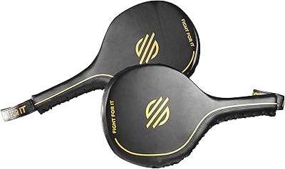 Sanabul Gold Strike Professional Boxing Paddles Striking Pads for Martial Arts Kickboxing Pads Striking Paddles 1 Pair - Black/Gold