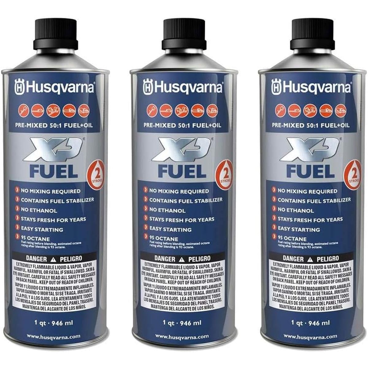 HusqvarnaXP Pre-Mixed Fuel and Engine Oil Quart (3 Pack),Blue