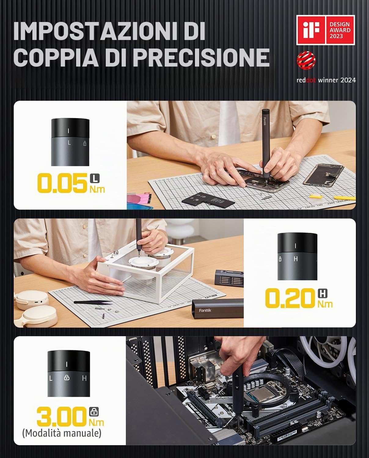 Fanttik E1 MAX mini cacciavite elettrico, Grigio