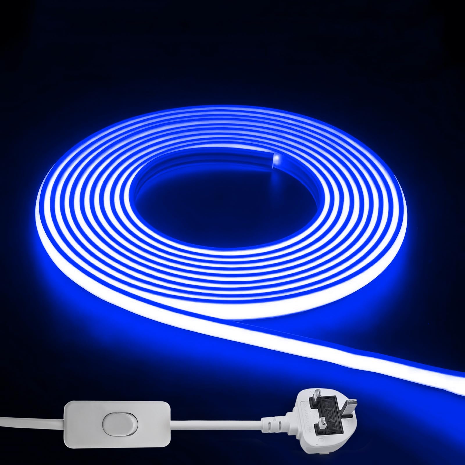 STHomedeco IP65 Waterproof LED Strip Light, 220V Outdoor Flexible COB Light Strip with Adhesive Backing, Illumination for Indoor and Outdoor Decoration (Blue, LED Strip Light 30m)