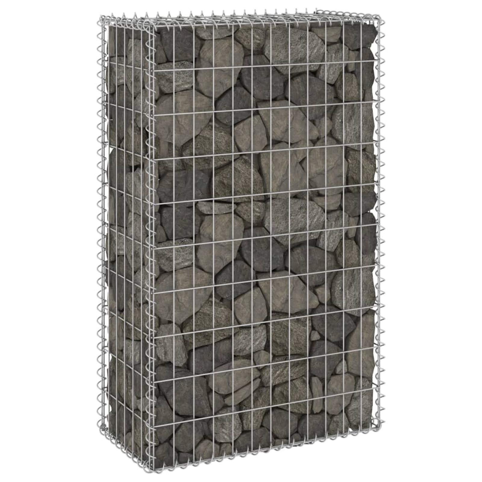 Tidyard Gabionenwand mit Abdeckung Gabione Steingabionen Steinkorb Gabionen Wand Drahtkorb Draht Mauer Verzinkter Stahl 60x30x100 cm
