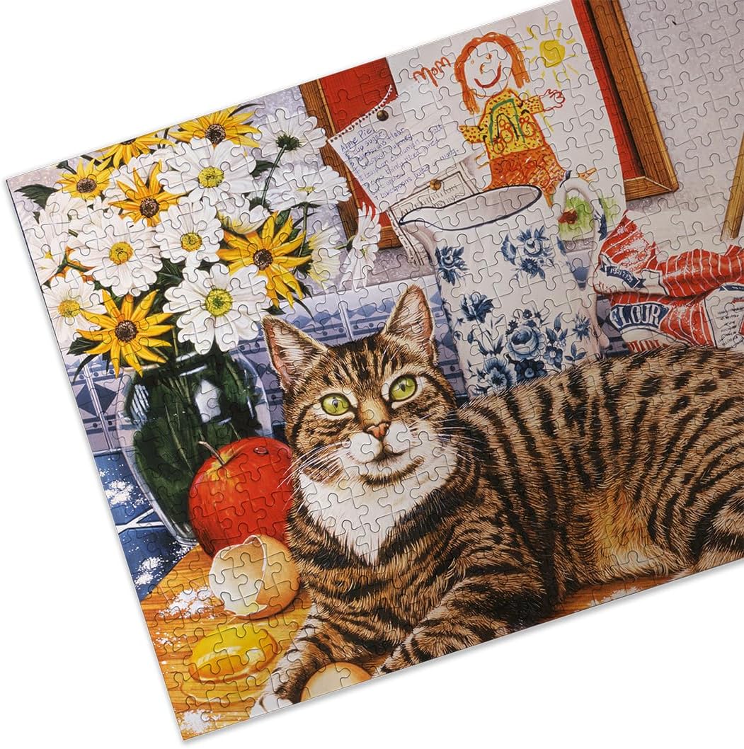 Gibsons A Cracking Bake 100XXL Piece Jigsaw Puzzle Kitchen Cat | Nostalgic Jigsaw Puzzle Extra Large Piece Sustainable Premium 100% Recycled Board Great Gift for Adults Gibsons Games