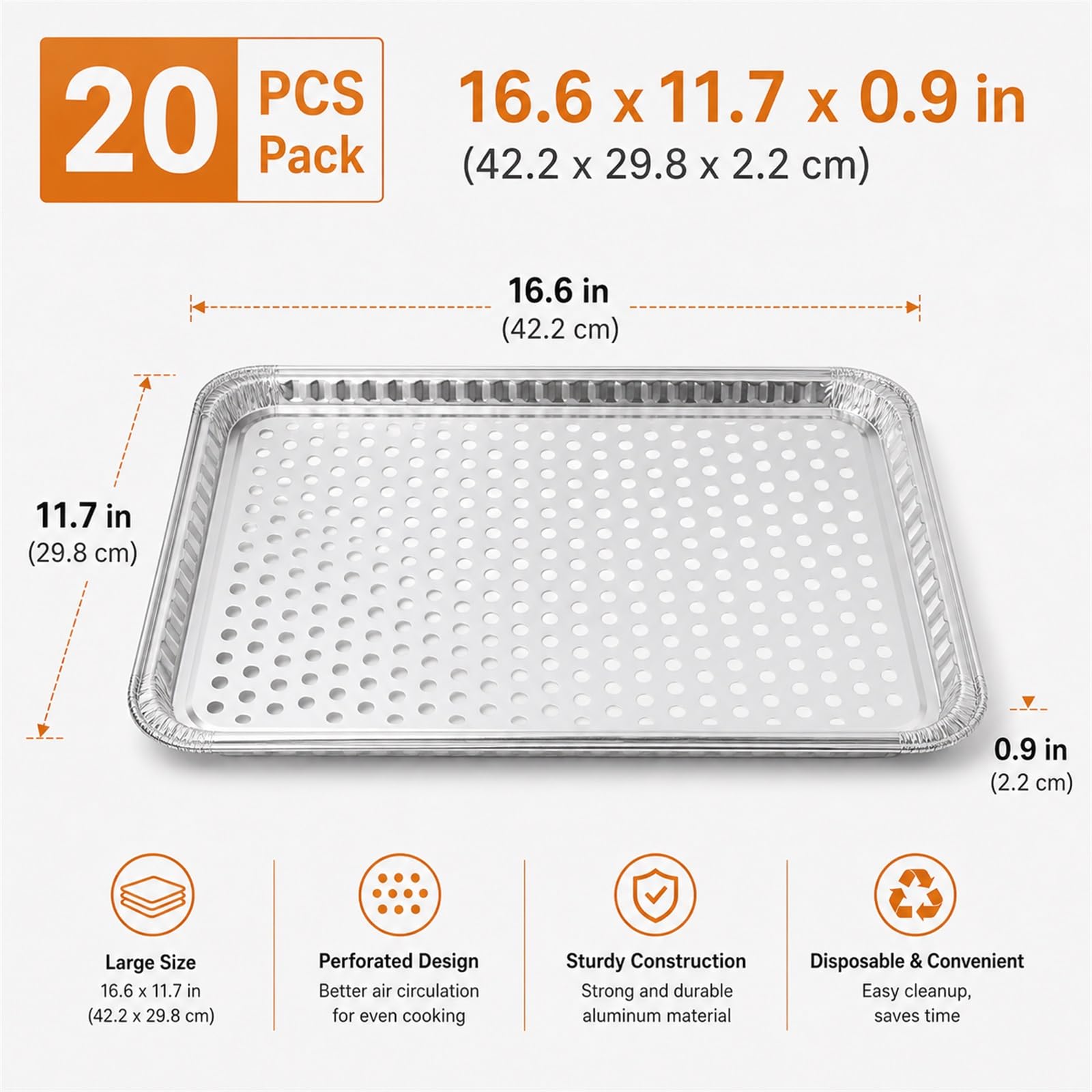 CYEAH Einweg-Grill-Topper-Pfannen aus Aluminiumfolie, Grill-Topper, Pfanne mit Löchern, nicht viskose Aluminiumfolie, Grillschale für Outdoor-Kochen und Camping, keine Reinigung erforderlich, 20 Stück