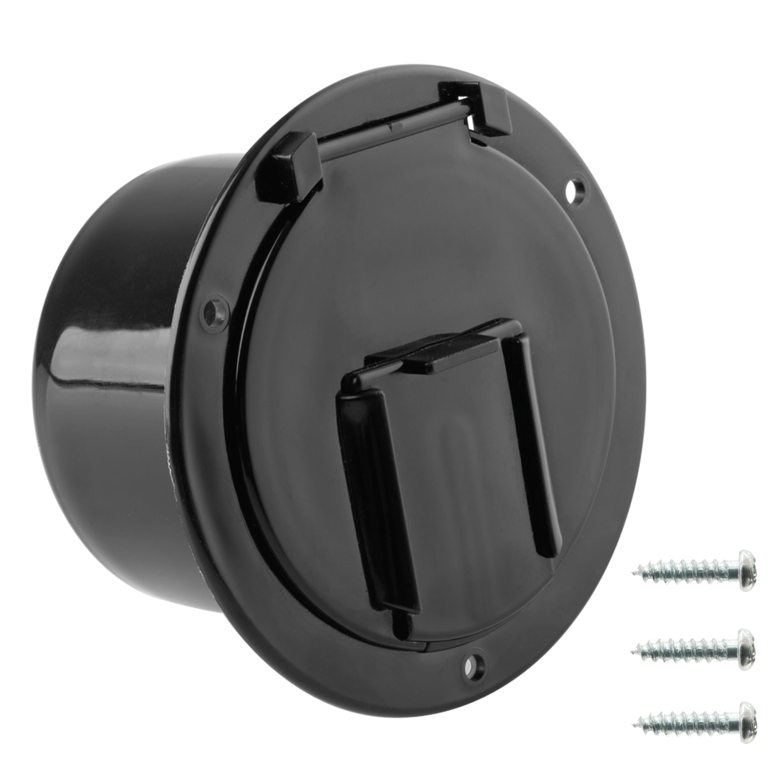 Halotronics RV 4 3/4-inch Round Electrical Cable Hatch for 30 and 50 Amp Cords (Black)