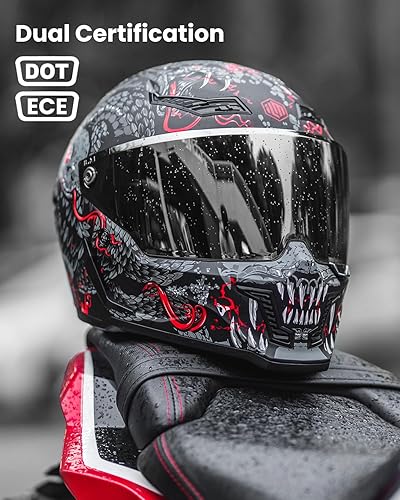 Miniatura 4 de ILM Cascos de motocicleta para adultos, hombres y mujeres, de cara completa, DOT ECE Powersports casco de carreras de calle con Pinlock Cascos para