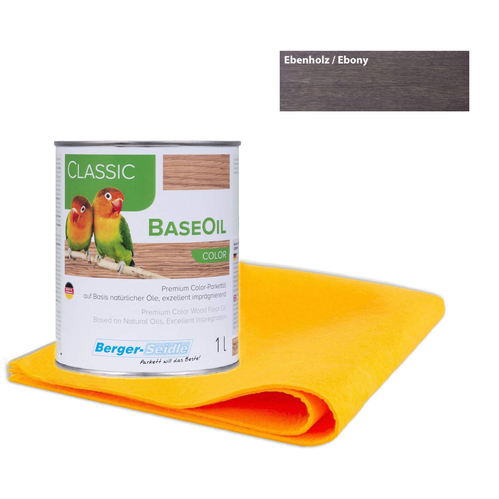 Berger Seidle Classic Base Oil | Aceite de parquet prémium con impregnación profunda | materias primas 100% naturales | 1 litro + 1 paño de cuidado supersuave (madera de ébo)