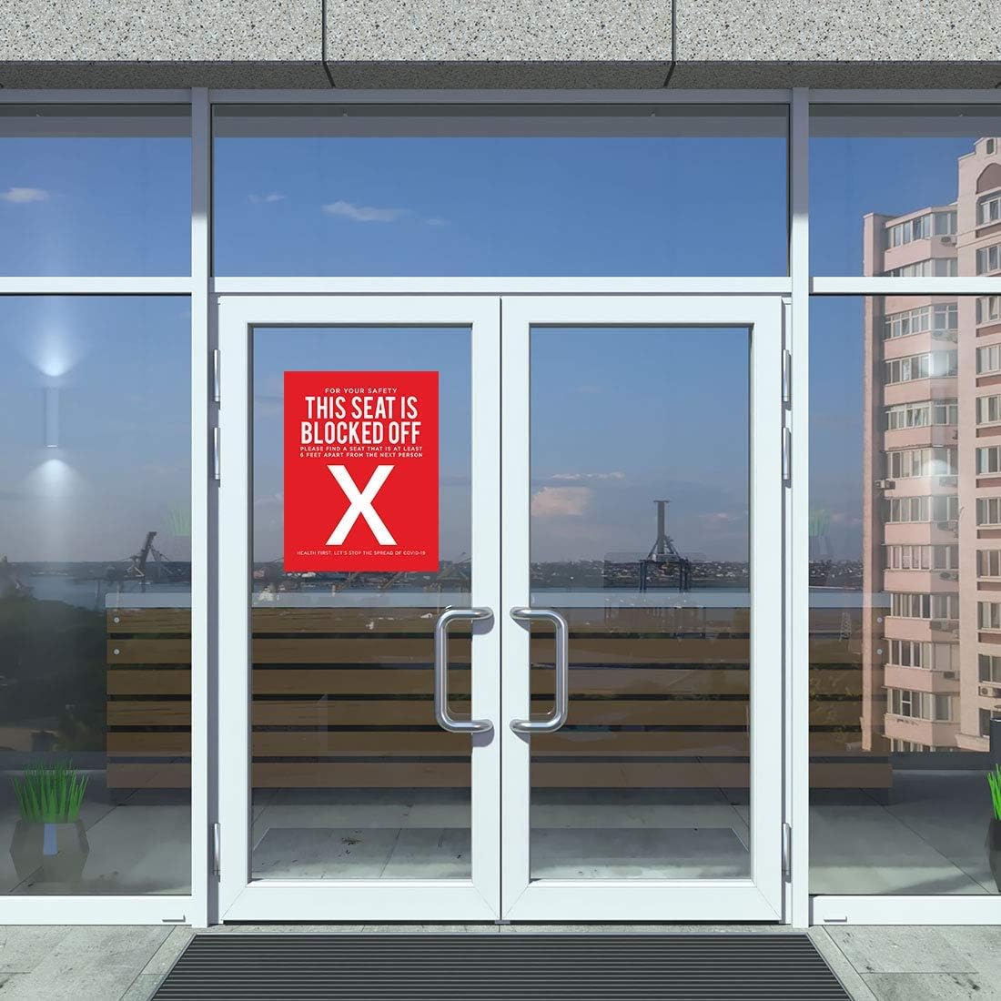 Andaz Press Social Distancing Restaurant Office Seat Placement For Your Safety, This Seat Is Blocked Off Business Signs, 10-Pack 8.5" x 11" Labels, Vinyl Sticker Decals