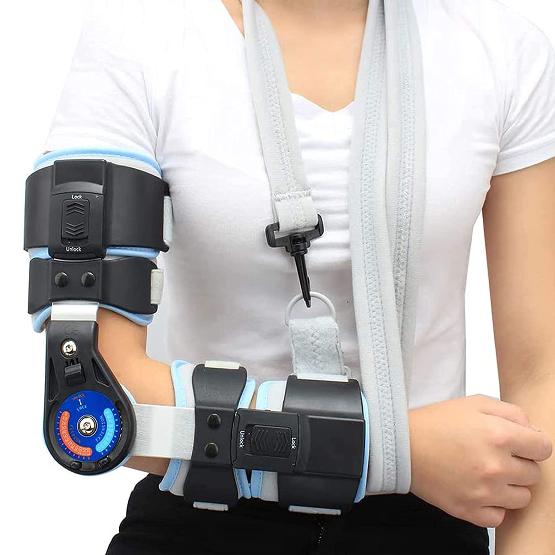 Willq Unisex Light Elbow Hinged Rom Hinged Elbow Brace ​For Elbow Fracture Rehabilitation Hyperextended Elbow Prevention Cubital Tunnel Syndrome Recovery Support After Surgery Injury Recovery Support