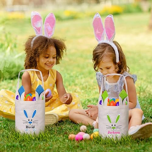 Miniatura 6 de VAPCUFF - Cesta de Pascua personalizada, cestas de Pascua para niños, cesta de caza de huevos de Pascua, cesta de conejo de Pascua, regalos de