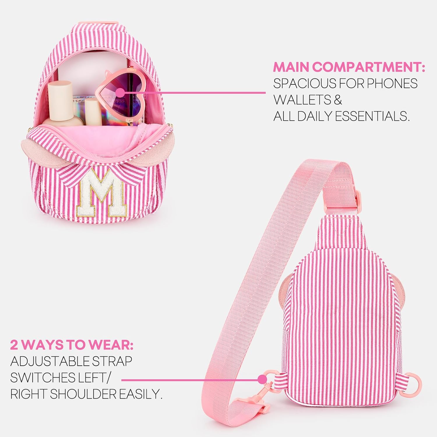 mibasies Initial Sling Bag for Girls, 4 Year Old Girl Birthday Gifts, Letter M - Image 7