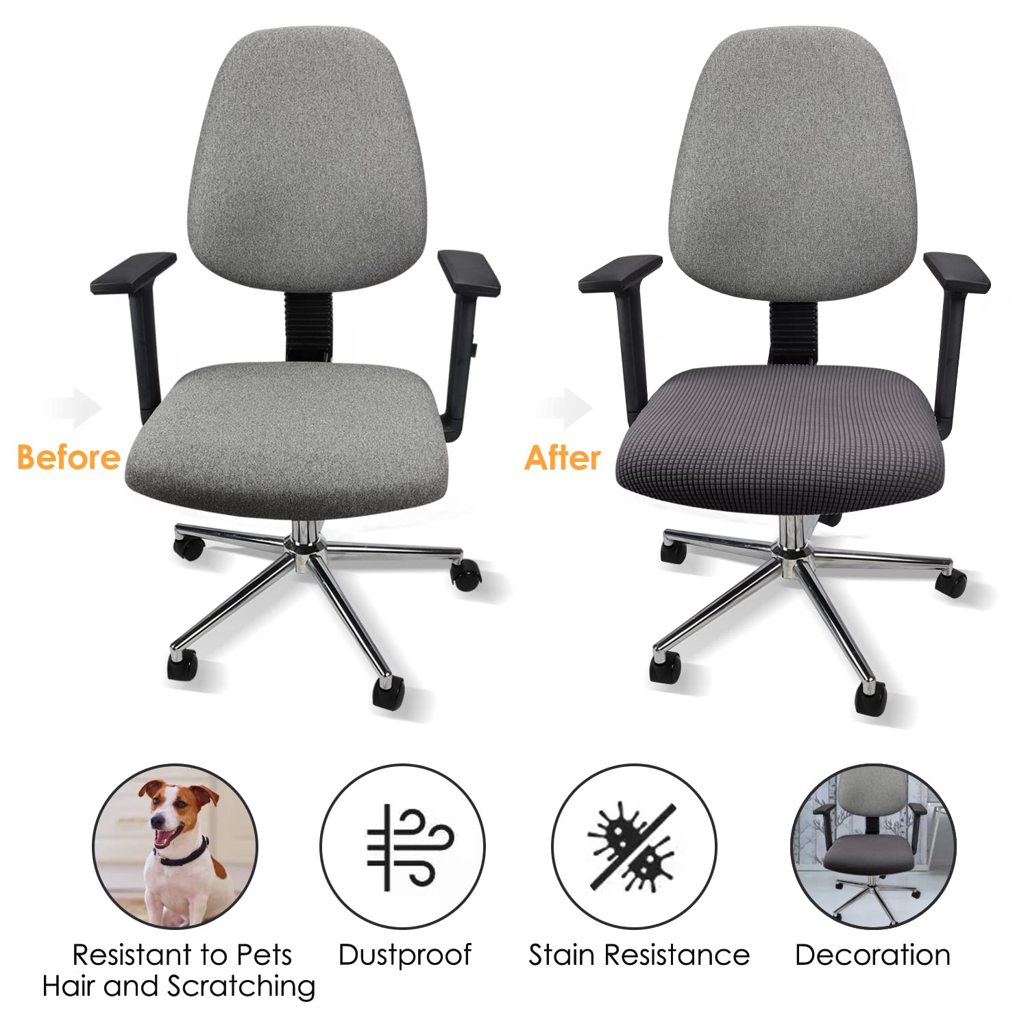 Yikko Elastic Stretch Spandex Chair Seat Covers Slipcovers Washable fit for Office Chairs,Dining Room Chairs,Bar Wedding Party Decor (4 - Image 2