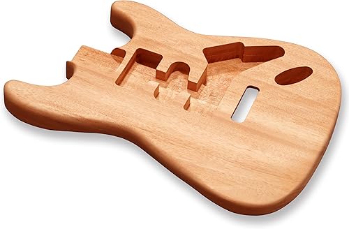 Miniatura 4 de BexGears Kit de cuerpo y cuello de guitarra eléctrica estilo ST DIY en blanco, 2 piezas de cuerpo de caoba encolada, diapasón de ébano con cuello de