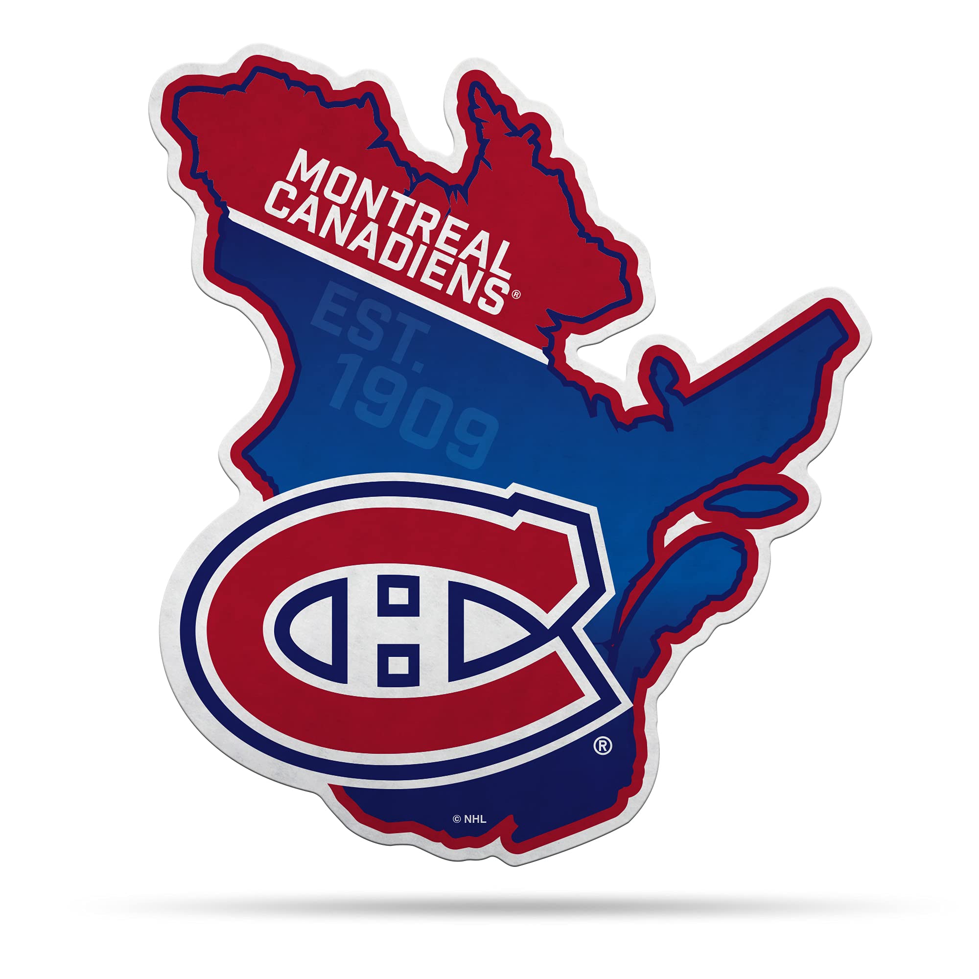Rico Industries NHL Montreal Canadiens State Shape Shape Cut Pennant - Home and Living Room Décor - Soft Felt EZ to Hang