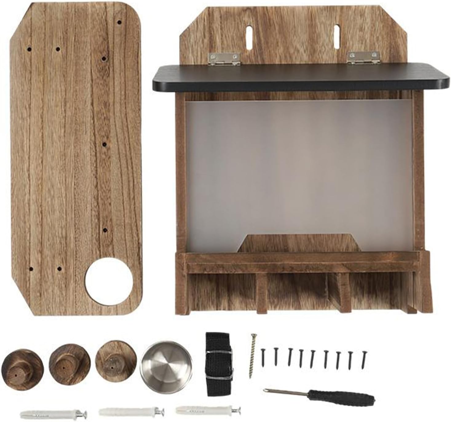 Squirrel Feeder - Wooden Funny Waterproof Feeding Station - Window Squirrel Feeder - for Pet Feeding Station Corn Food Outside Window Front Garden Yard Tree Fence Winter