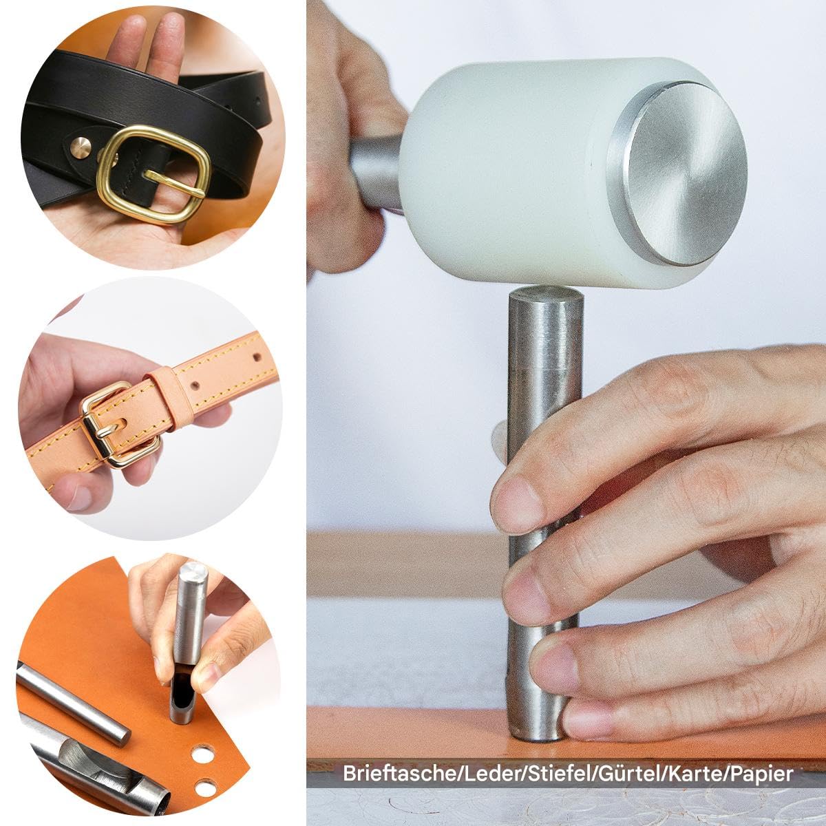 WUTA Locheisen Set,Basic Rund Hohlstanz-Schneidewerkzeug, Locheisensatz für Leder, Uhrenarmband, Dichtungsgürtel (15 Stück,0.5-15mm)