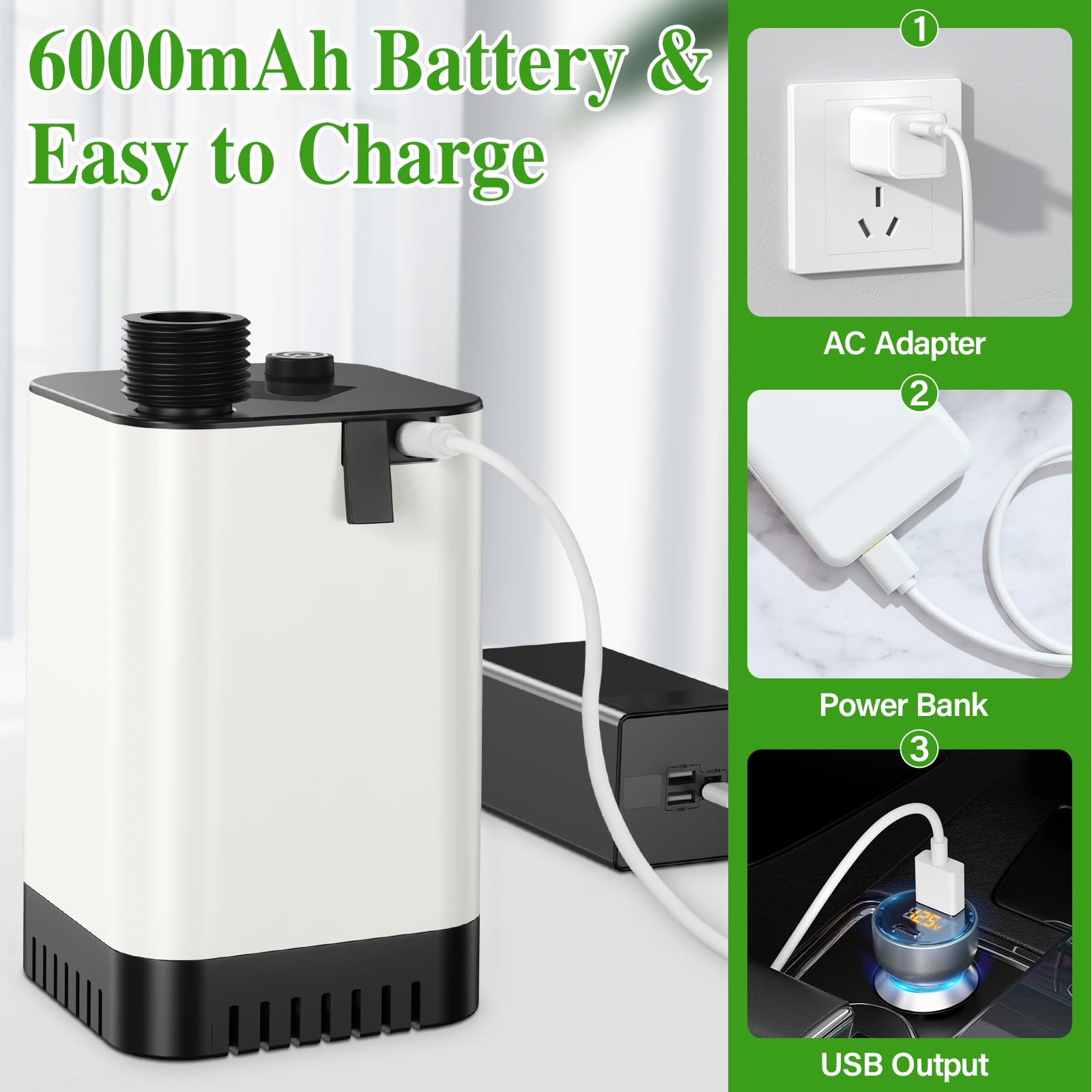 Onherm Doccia Portatile Campeggio, Doccia da Campeggio Elettrica con Batteria Ricaricabile da 6000mAh e Display di Potenza, Pressione dell'Acqua Regolabile Doccia Esterna per Lavare Camper Auto Cani