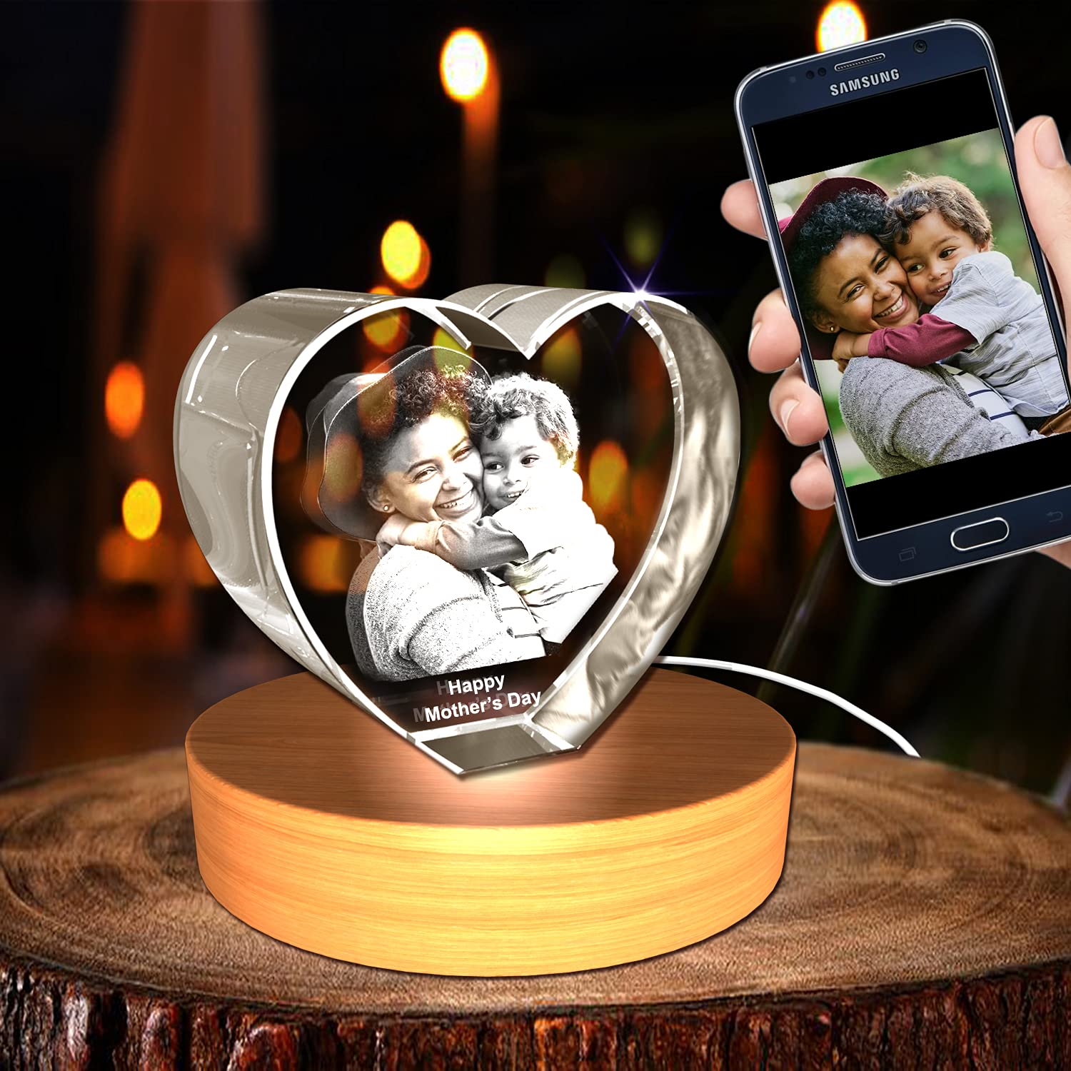 A&B Crystal Collection3D engraved Mother's day gift (large heart)