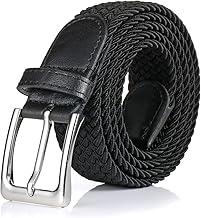 BSLLNEK Elastic Braided Belt, 1 3/8", Woven Stretch Belt for Golf Casual Jeans Shorts Pants
