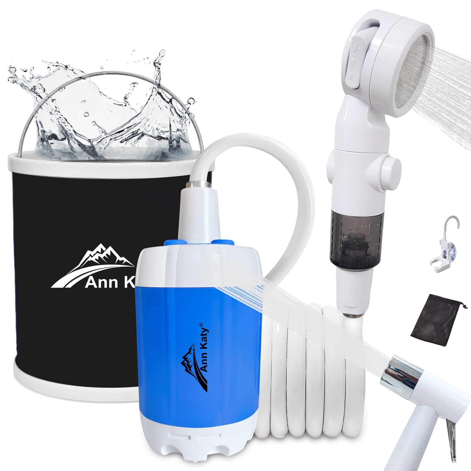 Ann Katy Portable Camping Shower Pump, Electric Outdoor Shower for RV Trip