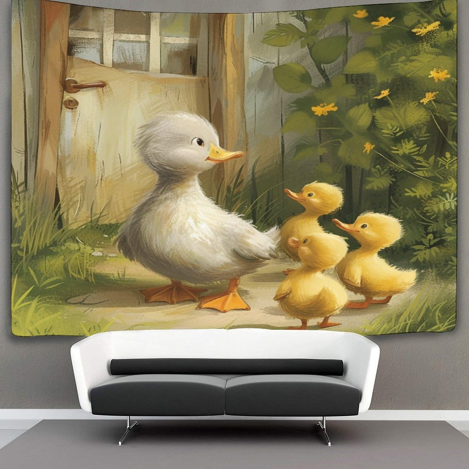 NQHXLRUDC 3D Yellow Duck Printed Wall Blanket Home Decoration Bedding Poster Wall Art Tapestry Tapestries Wall Hanging Soft Polyester for Living Room Bedroom Dorm Deco 70cmx100cm