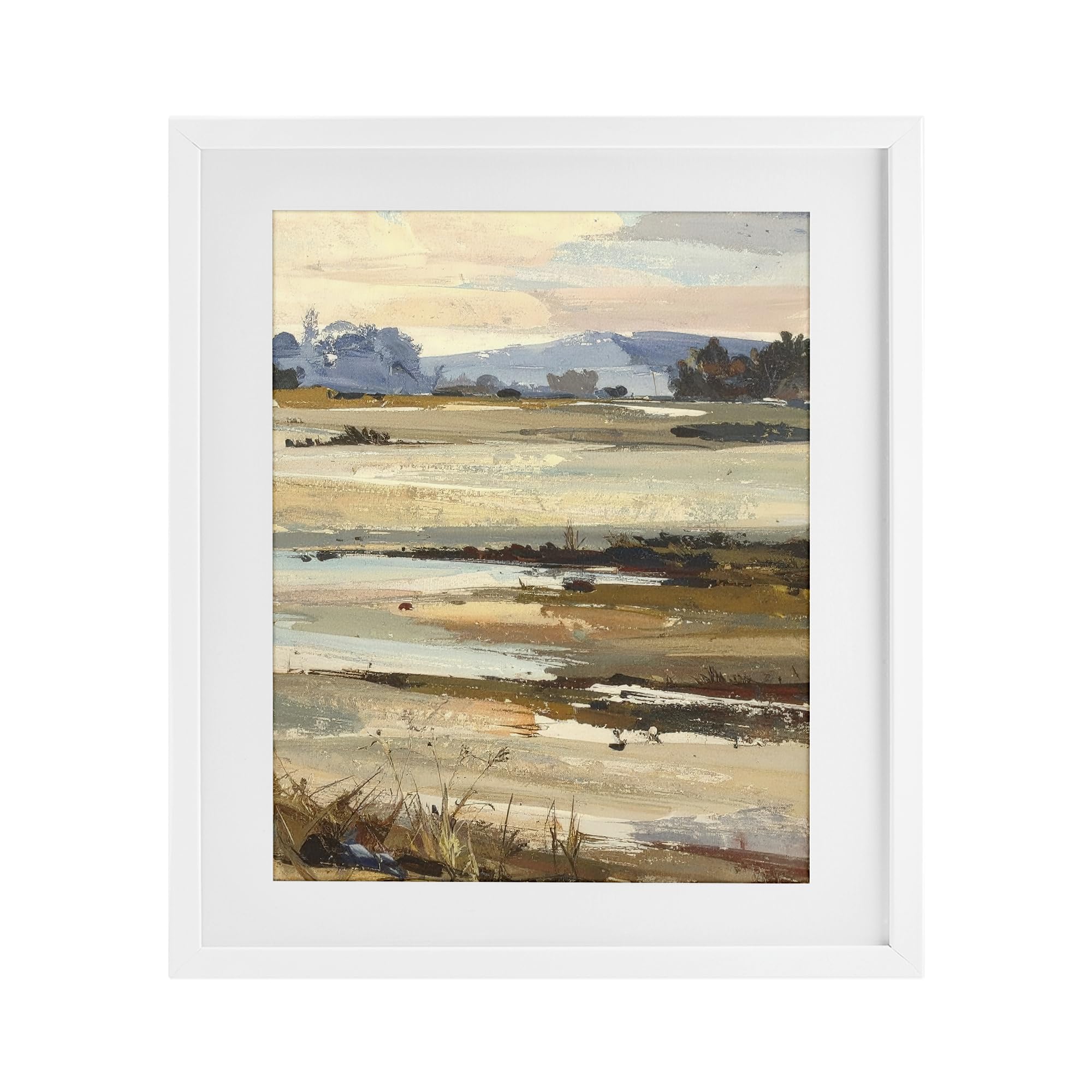 Stupell Industries Coastal White (Textured) 'Distant Horizon Portrayal'| Framed Print Under Glass