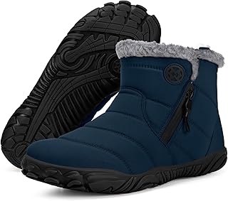 Barfußschuhe Herren Gefüttert Winterschuhe Damen Warm Winterstiefel Winter rutschfeste Breite Zehen Mit Zero-Drop Sohle