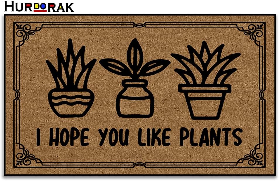 Doormat I Hope You Like Plants Welcome Mats for Front Door Mat Non Slip Mats Indoor Decor Bathroom Mat Entrance Rug, 23.6 X 15.7 Inches, 6mm Thick