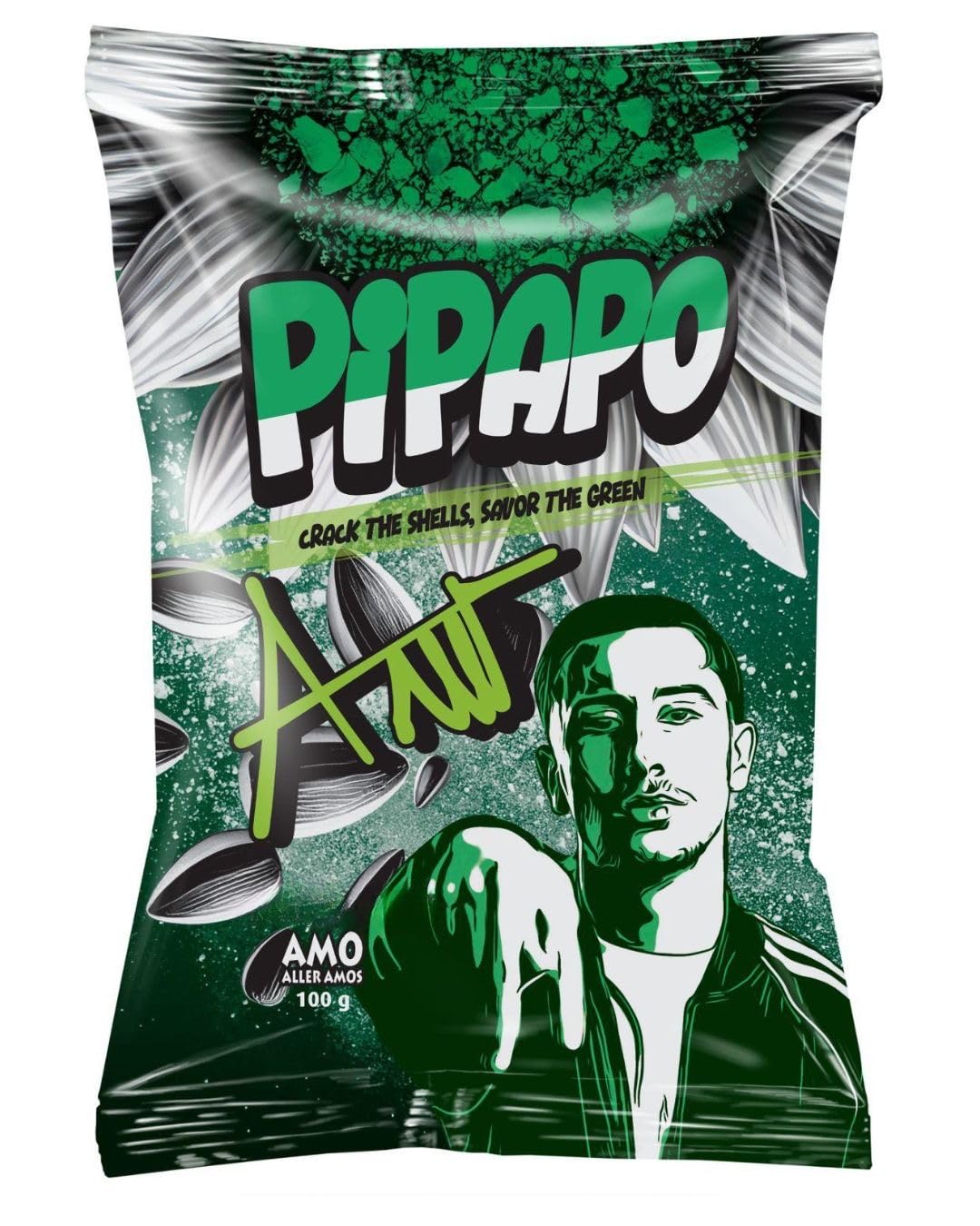 Pipapo Amo Sonnenblumenkerne, 100g, Grüne Edition | Naturell Geschmack | S-Mann