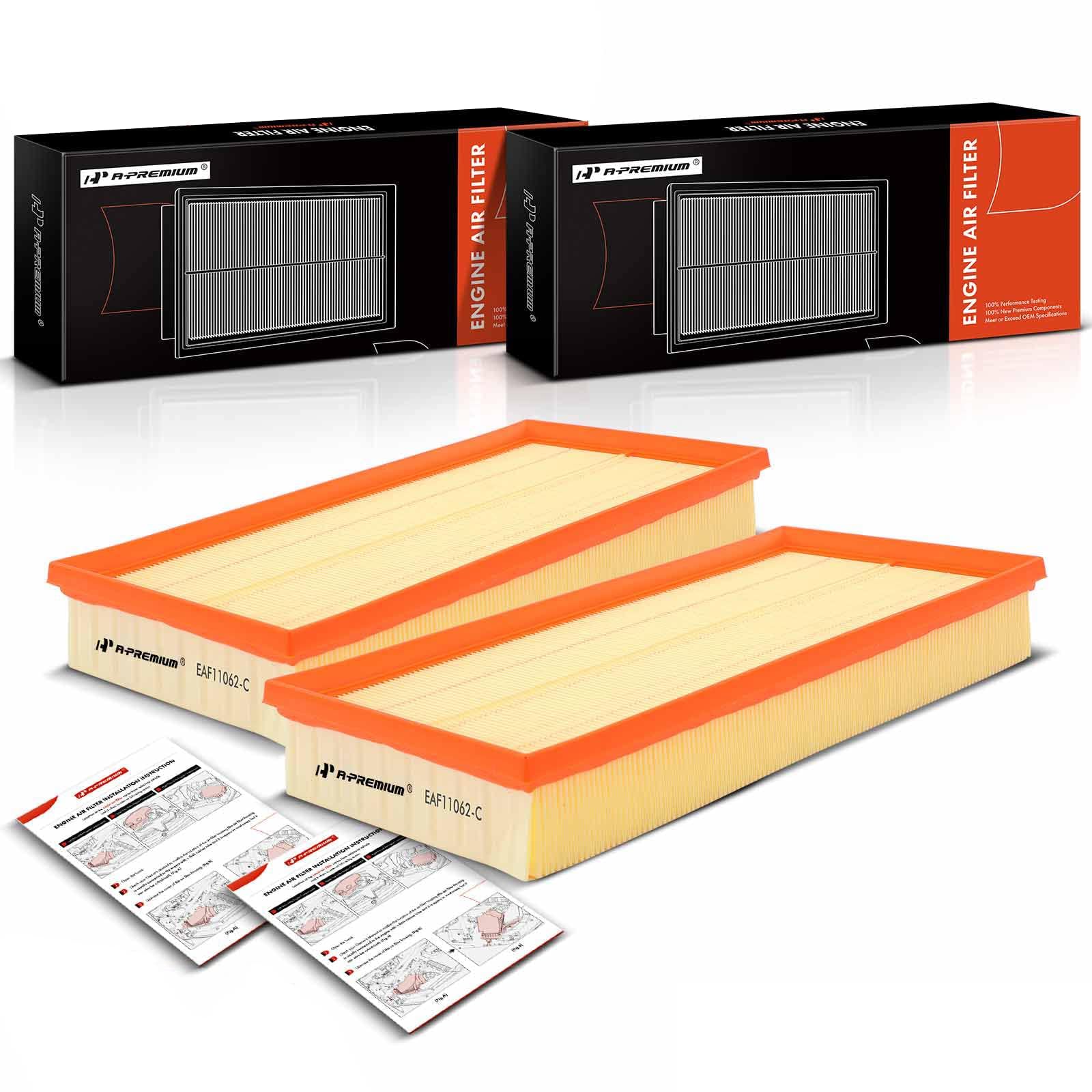 A-Premium 2-PC Engine Air Filter Compatible with Land Rover Discovery, LR4, Range Rover, 2010-2022, Flexible Panel
