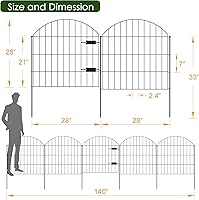 Vista 4 de 1 paquete de valla de jardín de metal, 5 paneles + 6 estacas, 1 paquete de valla de jardín de metal con puerta, 1 puerta + 4 paneles