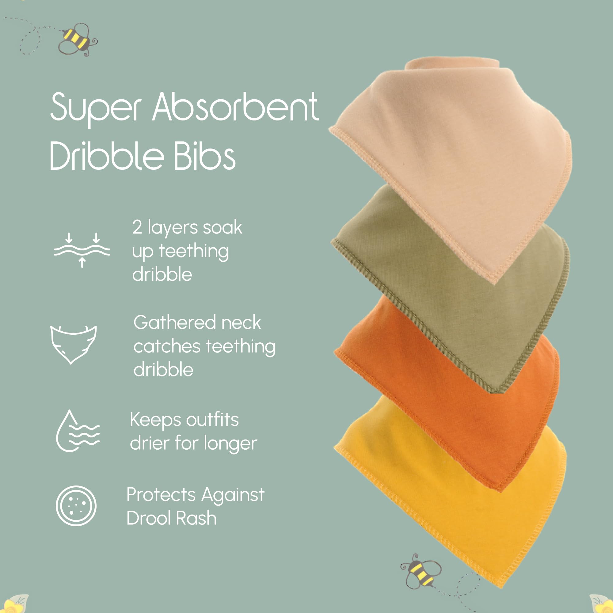 Bandana Dribble Bibs - Cotton Front Baby Bibs Newborn to 24 Months - Newborn Baby Gifts - Bibs For Comfortable Kids — view 4