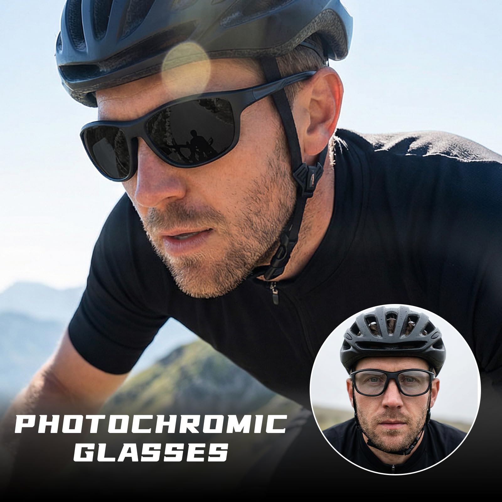 Myiaur Samotonujące okulary rowerowe damskie z polaryzacją, okulary sportowe z ochroną UV, fotochromatyczne okulary przeciwsłoneczne do jazdy na rowerze, biegania i aktywności na świeżym powietrzu