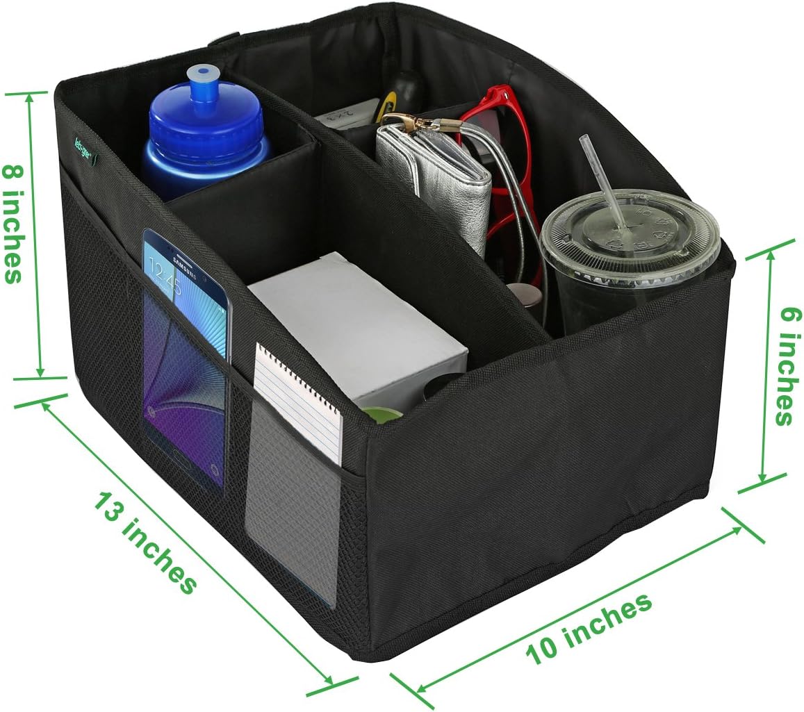 Car Console Organizer By lebogner - Luxury Car Organizer Perfect Front Seat Organizer, Driving Necessities Organizer, Kids Accessories Backseat Organizer, 4 Inside, 6 Outside Pockets, Easy Fold Design : Automotive