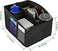 Vista 3 de Lebogner Organizador de coche de lujo, organizador de asiento delantero y trasero, 4 interiores, 6 bolsillos exteriores, diseño fácil de plegar